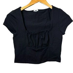 GARAGE Square Neck Corset Style Black Crop Top - Small